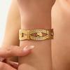Trendy Women's Gold-Plated Geometric Open Bracelet - Luxurious, Colorfast Design