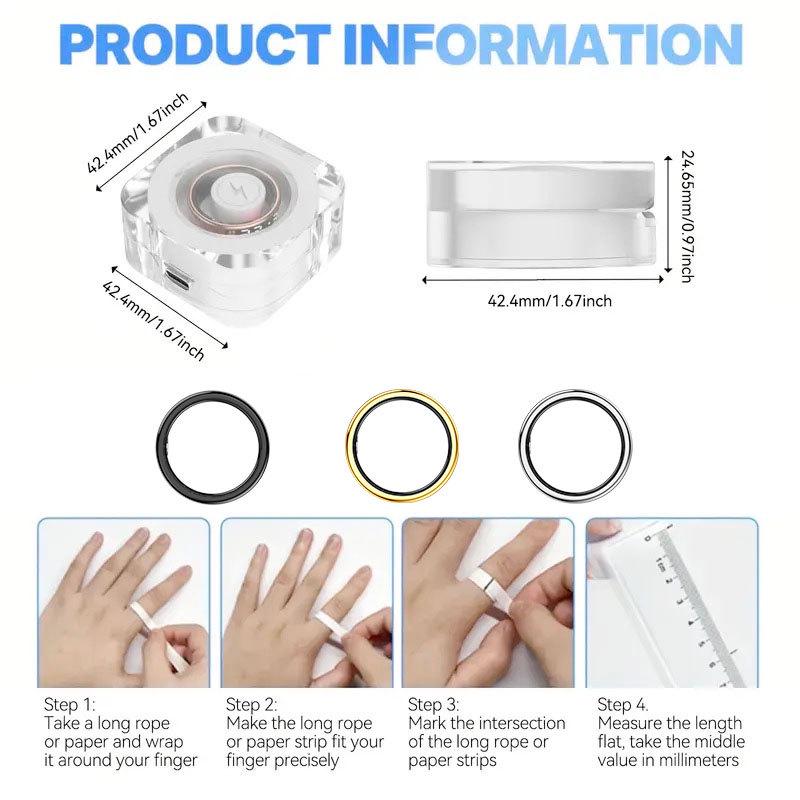 Anillo Inteligente SR08: Pantalla de visualización transfronteriza, Monitor de frecuencia cardíaca y sueño, Seguimiento avanzado de la salud, Diseño de tecnología negra.