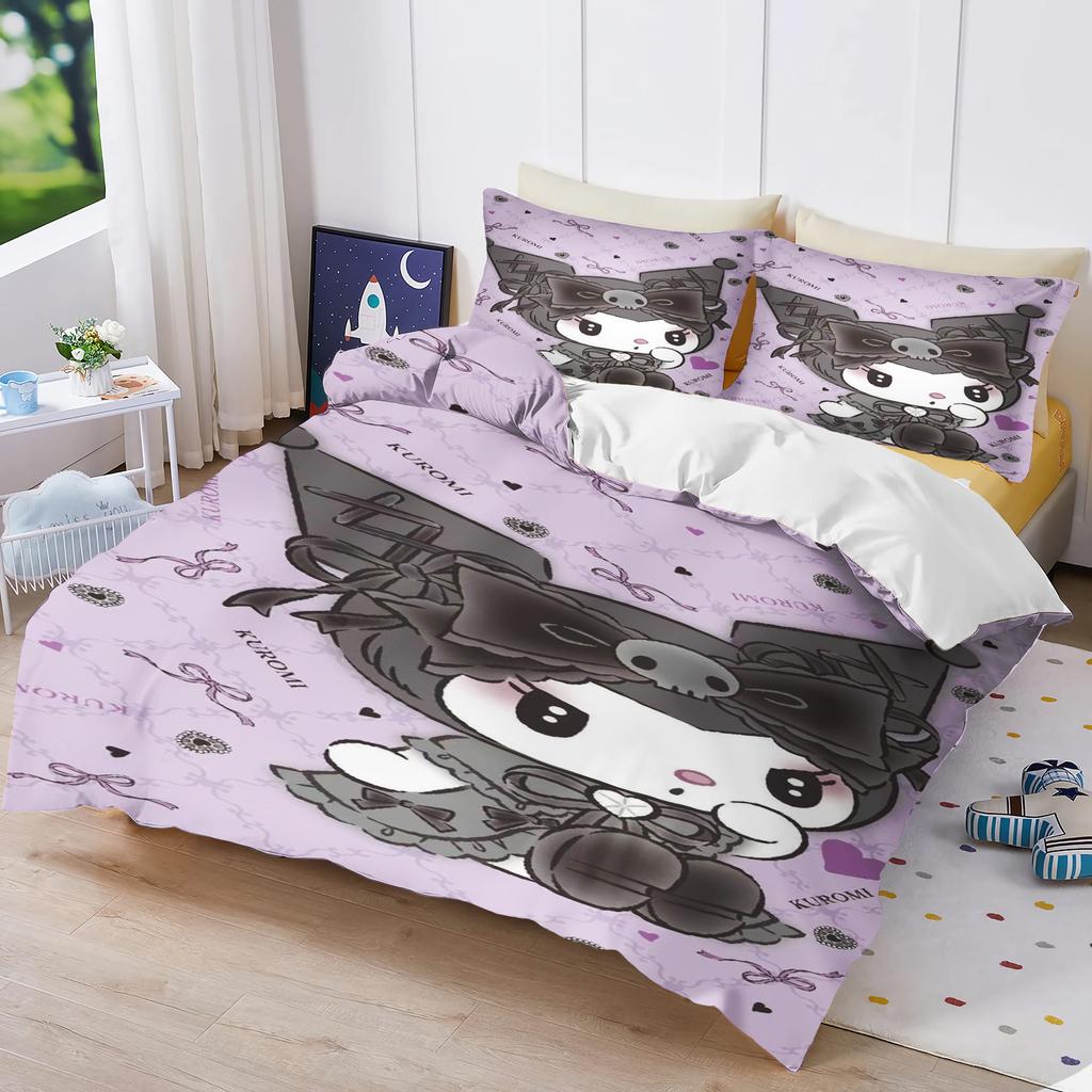 Kuromi My Melody Sanrio Series Printed Bedroom Bedding Set Duvet Cover Christmas Gifts Comforte Cartoon With Pillowcase
