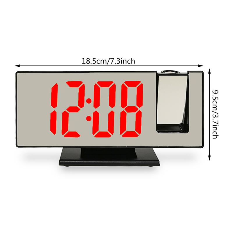 LED Projection Alarm Clock for Bedroom Ceiling Wall Mirror Digital Desktop Clock with 180° Rotatable Projector Snooze Temperature