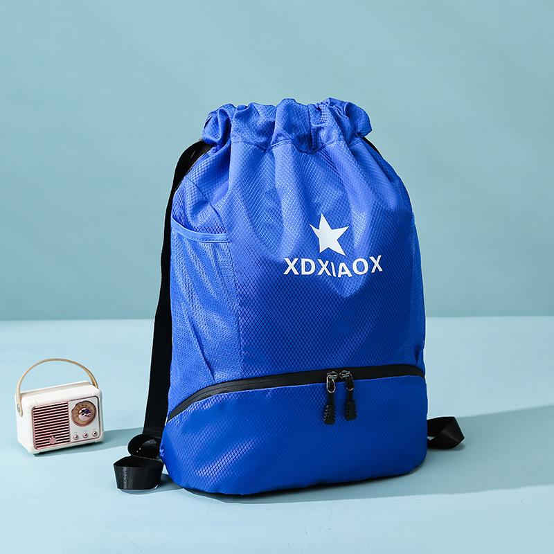 

Oxford cloth backpack student outdoor bundle drawstring make-up bag large capacity shoulder backpack female one size fits all синій