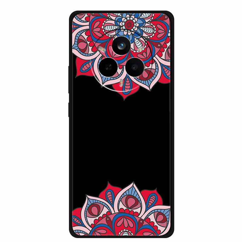 For Realme 14 Pro Case Luxury Phone Cover For Realme 14 Pro+ Cute Floral Black Silicone Soft Case TPU Funda Realme 14 Pro Plus