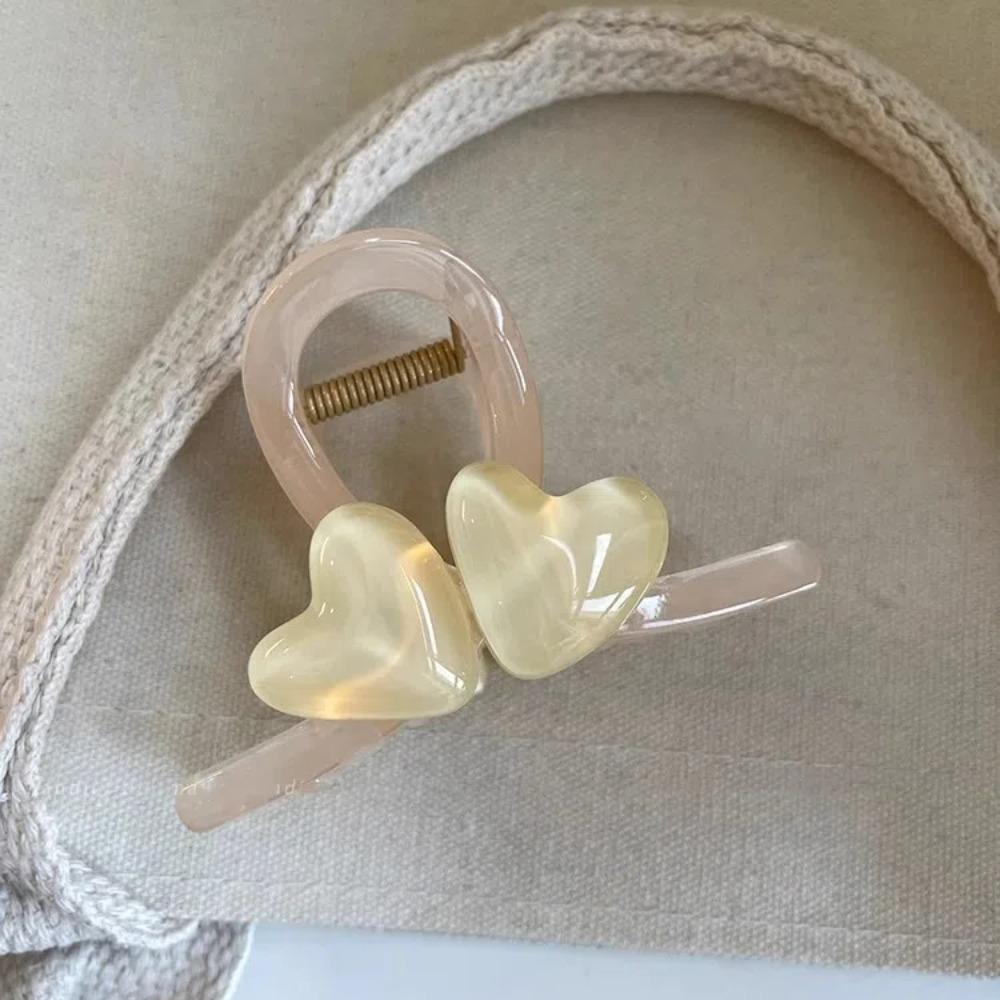 Korean Style Heart Shark Clip Transparent Resin Shark Clip Gift Love Hair Claw  Daily