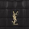 Saint Laurent Ysl Metal Logo Gold Hardware Quilted Leather Clutch Mini Women Clutch Black 778102AABVP1000