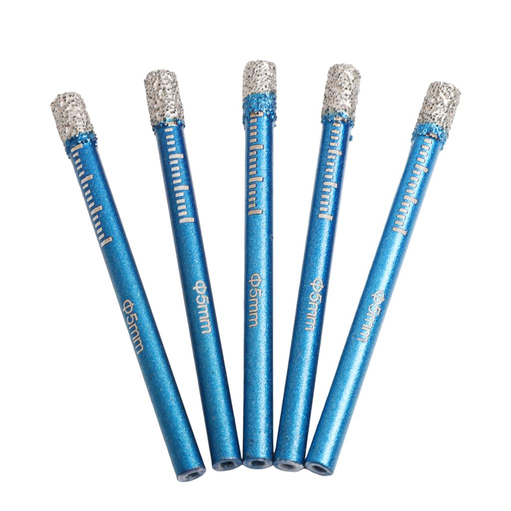 5PCS Diamond Coated Core Drill Bit 5mm Round Shank For Porcelain Tile Marble And Slate Cutting Replace Drill Bits Without Water