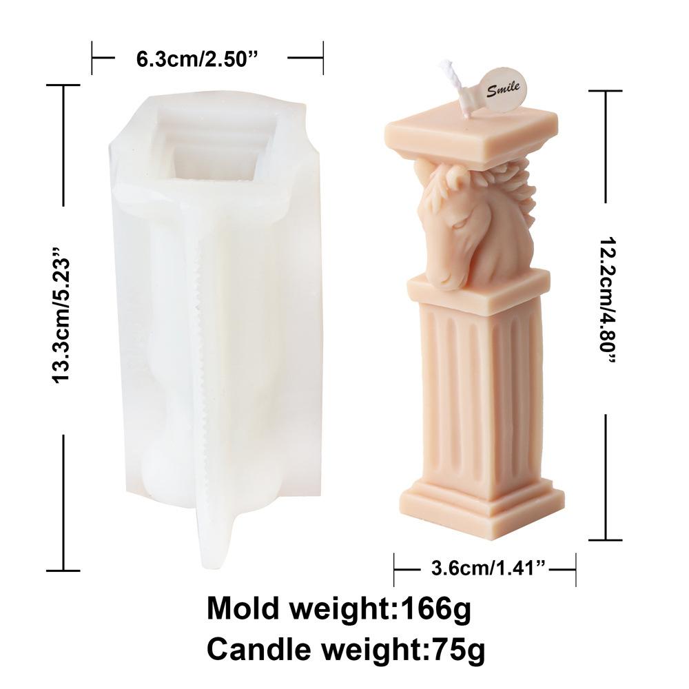 Nowa forma silikonowa na świecę w kształcie rzymskiego filaru z lwem, forma silikonowa z żywicy w kształcie rzymskiego filaru z głową konia, forma silikonowa do betonu i cementu oraz gipsu