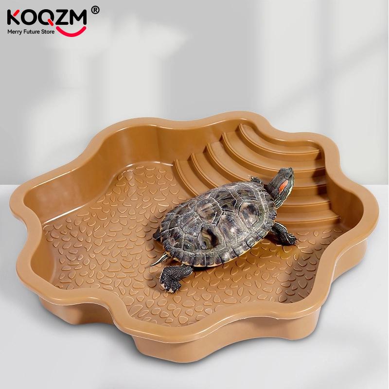 Miska na krmení želv Bazén pro plazy s rampou a vyhřívanou terasou Akvárium Ornament pro želvu vousatého draka Gecko Yard