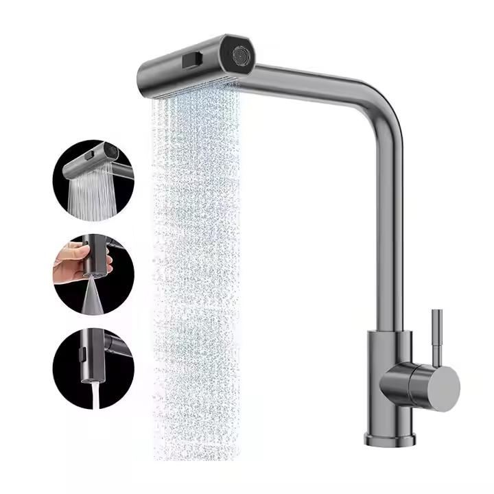 Modern Contemporary Single-Handle Ceramic Mixer Faucet 3-Function Kitchen Faucet with Single-Hole Installation for Sink