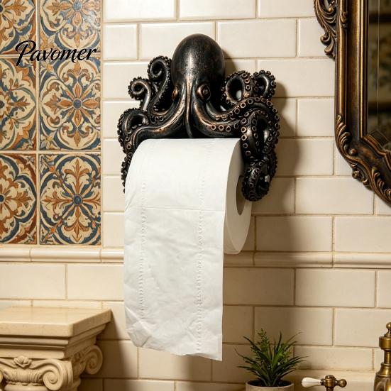 Funny Shark Tissue Holder Ocean Toilet Paper Holder, Turtle/Octopus/Shark Shape, Wall Mount Space Themed Home Decor Saving Resin Organizer,