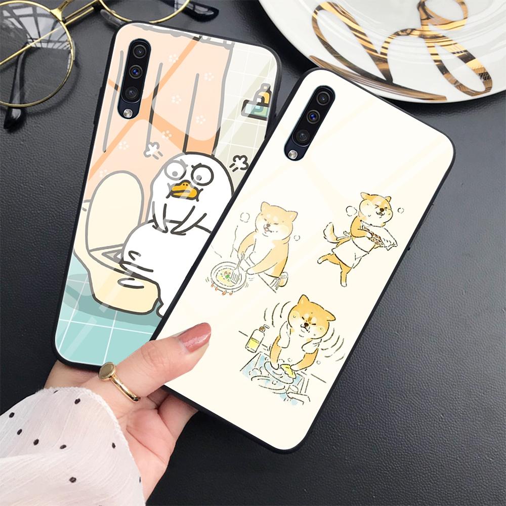Cute Corgi Dog Case For Samsung Galaxy A52 A71 A72 A73 A53 Tempered Glass Cover For Samsung A13 5g A03 A22 A21s A03 Core A42 A70