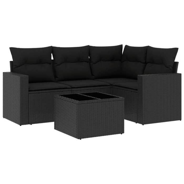 VidaXL Garden Lounge Set with Cushions 5 Pcs, Patio Sofas, Patio Furniture Set, Outdoor Furniture, Black 3218905