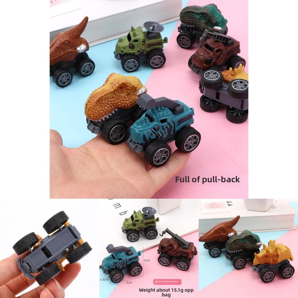 Dinosaur Pull Back Car Toy With Plastic Dinosaur Model For Kids Play And Interactive Learning