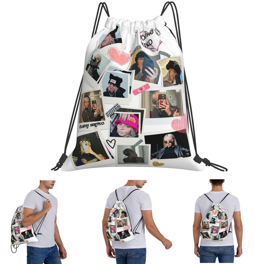Collage Of Young Miko Backpacks Multi-function Drawstring Bags Sports Bag Book Bags for Travel School