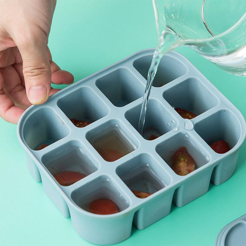 12 Grid Ice Cube Mold Freezer Ice Ball Maker Mold With Lid Easy Release Silicone Ice Cube Forms Bar Kitchen Accessories