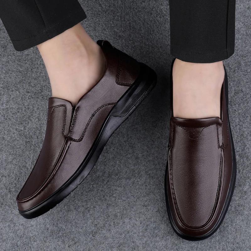 2024 Autumn Basic Shoes for Male Slip-on Men's Casual Shoes Low Heel Leather Casual Shoe Light Man's Leather Loafers Zapatos