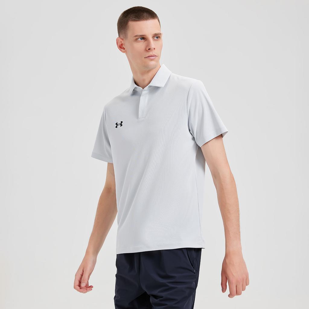 Under Armour Solid Color Logo Casual Sports Breathable Quick-Dry Short Sleeve Polo Shirt Unisex Polo Shirts Light-Gray 25500504-009