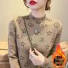 Velvet Semi-High Neck Warm Long Sleeve Women's Slimming Top for Autumn/Winter