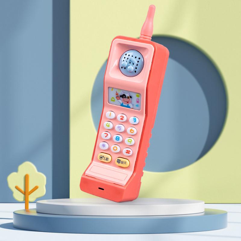 

Сотовый мультяшный винтажный телефон игрушка с мигающими огнями и музыкой для детской игры розовый