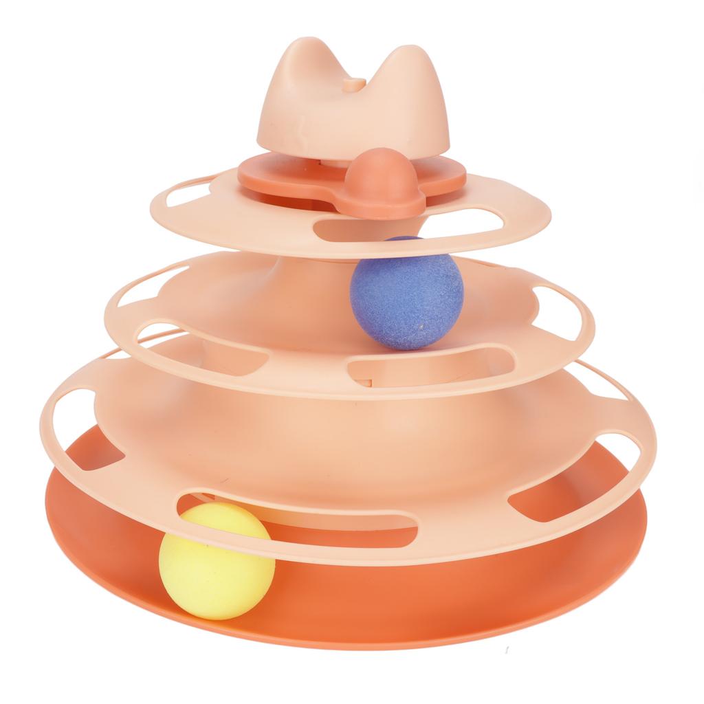 Cat Turntable 4 Level Detachable Prevent Scratches Interactive Cat Tracks Toy for Pets CatsOrange