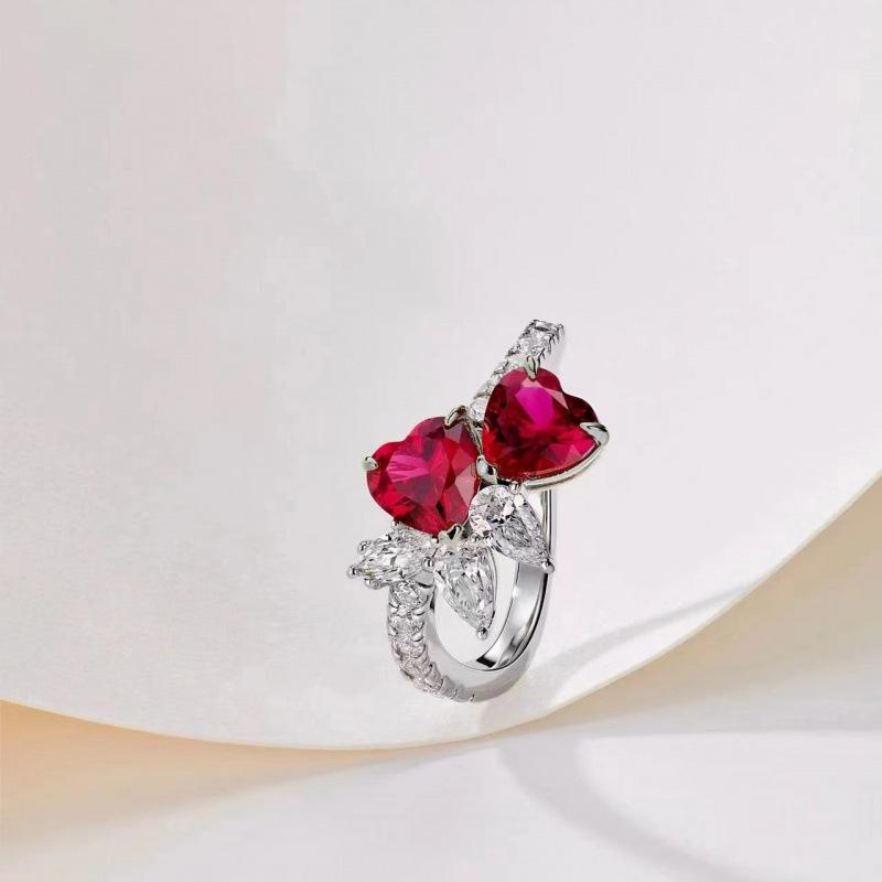 Love Heart Set: Three-Piece Ring, Open Design Earrings & Versatile Necklace for Women