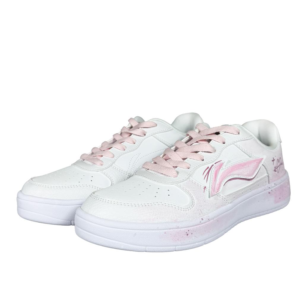 Li Ning Cushioning Abrasion Resistant Breathable Low top Skateboard Shoes Women's White Pink AGCS420-6(Team667-)