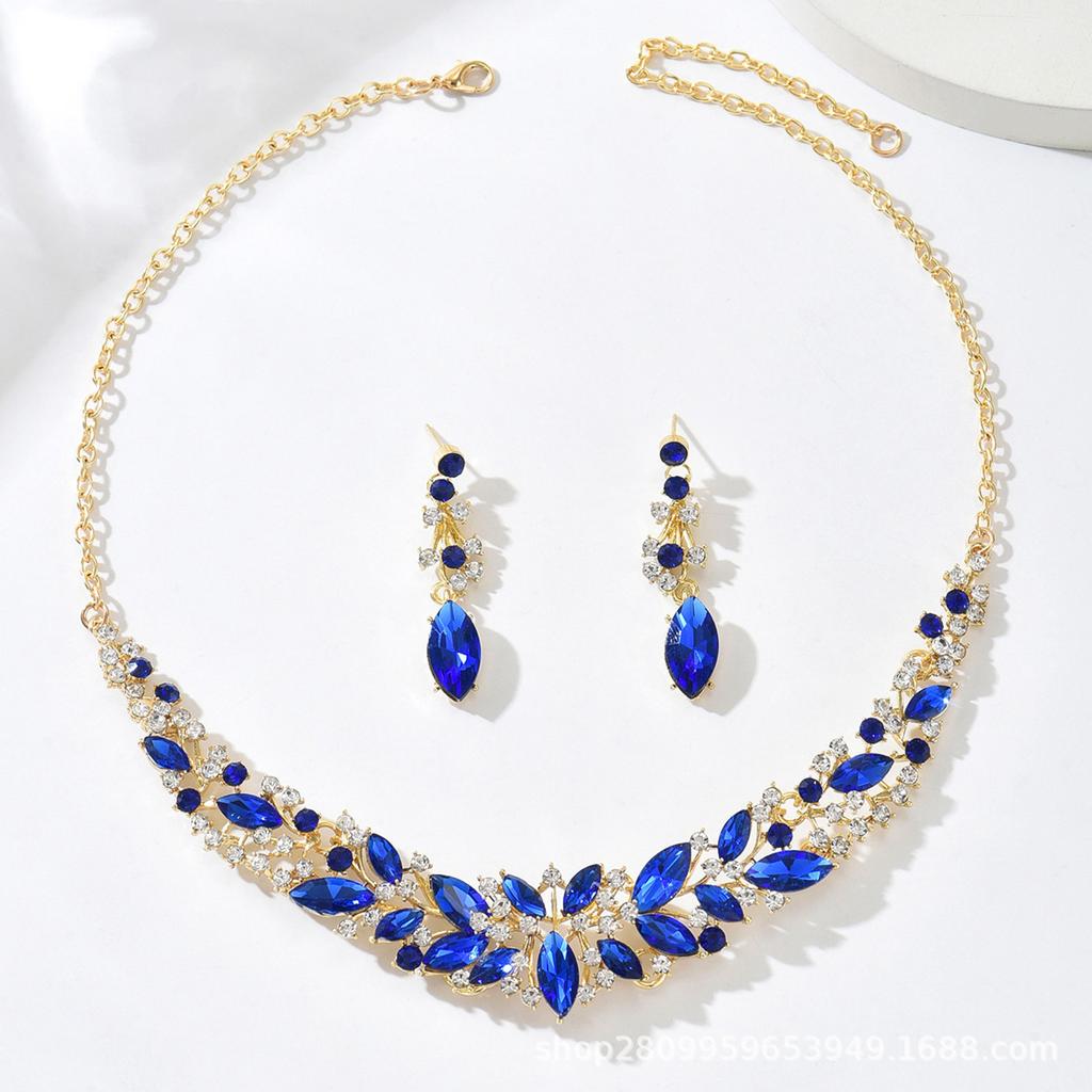 2025 New Vintage Necklace Earrings Two-piece Bridal Wedding Jewelry Women's Jewelry