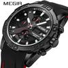 Watch Men'S, Multifunctional Chronograph Luminous Calendar Men'S Watch Silicone Sports Quartz Watch 2055