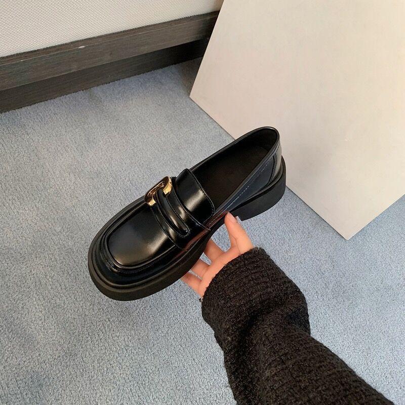 Small Leather Shoes Women'S British Style Thick Heel Single Shoes Women'S Platform Loafers Korean Version Of Student Women'S Shoes Versatile