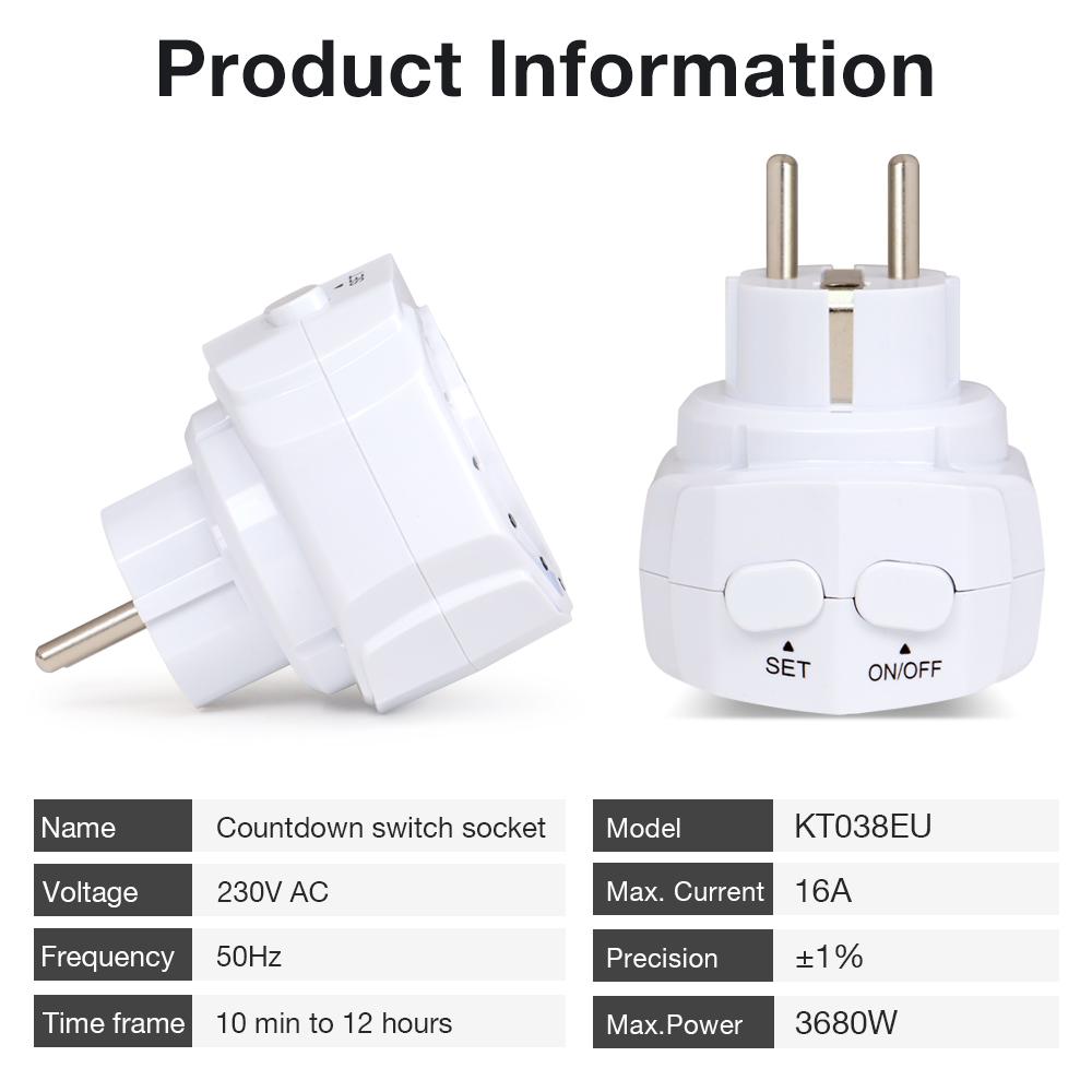 10min-12h Countdown Timer Socket AC230V EU Plug Timer Switch Mechanical Countdown Switch Outlet Charging Protector for Indoor
