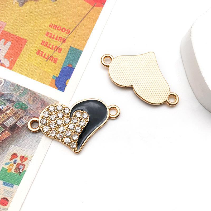 Wisiorek w kształcie serca z 15-punktowym diamentem i kolczyki na Walentynki - Ręcznie robione akcesoria do biżuterii DIY w kształcie serca z kroplą oleju