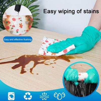 20Pcs Christmas Microfiber Cleaning Cloth Christmas Themed Print Tear-Away Reusable Paper Towel Super Absorbent Cleaning Sheets