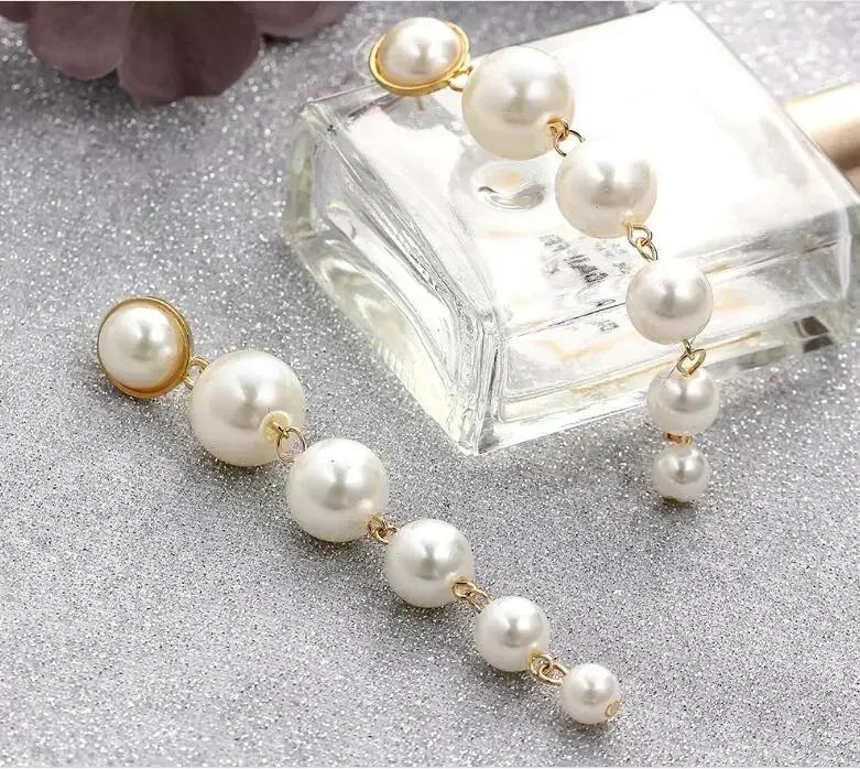 Summer Elegant Fashion Simple Tassle Long Dangle Wedding Party Gift Pearl Ball Jewelry Accessories for Women Creative Gifts