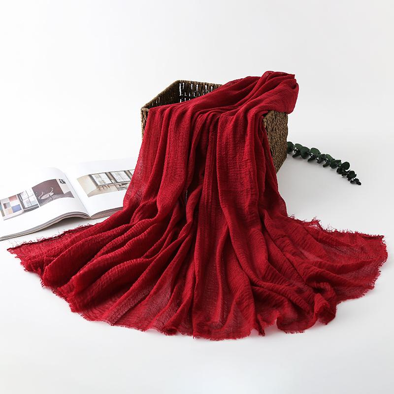 Women Cotton Linen Scarf Autumn Lady Solid Color Long Scarves Soft Thin Plain Shawl Foulard Viscose Wrap Shawls New Summer