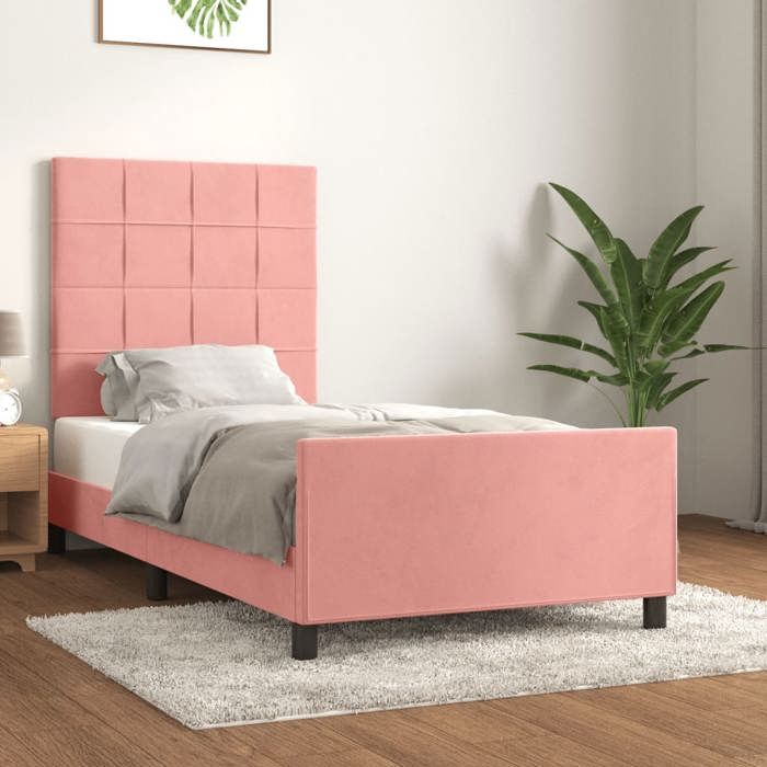 VidaXL Cadre de lit avec tête de lit Rose 90x190 cm Velours3125732
