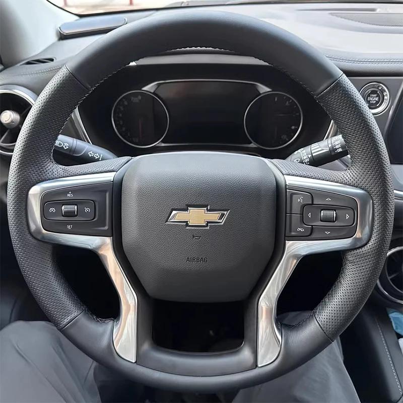 

Для Chevrolet Blazer Silverado 3500HD Suburban - Ручная прошивка Черная нескользящая кожаная накладка на руль автомобиля 1