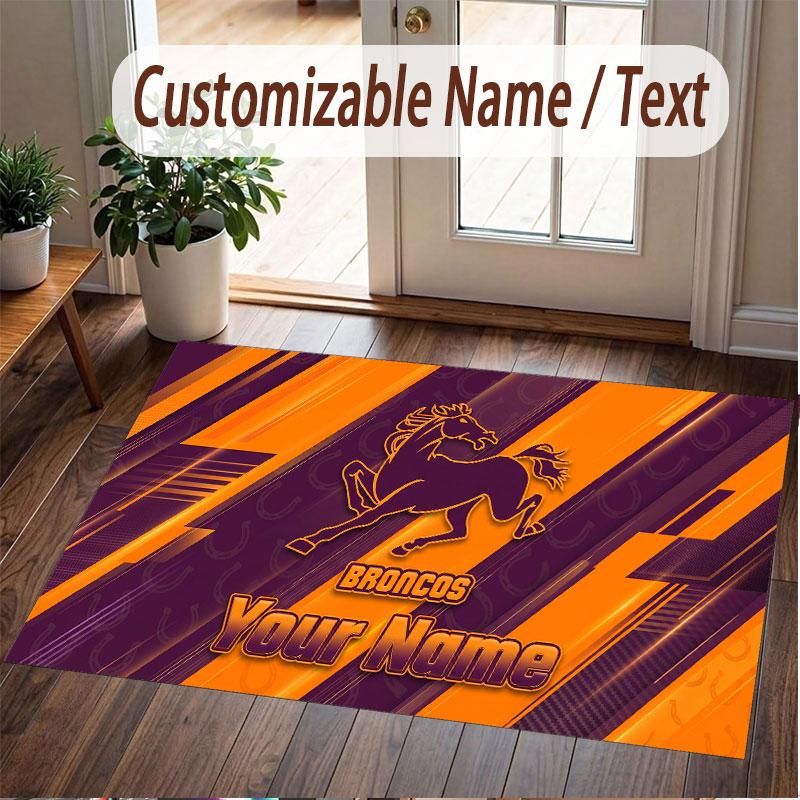 Custom Rug Brisbane Broncos Pattern Print Name Text Soft Non‑Slip Floor Carpet for Home Indoor Decoration