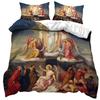 3D Jesus Duvet Cover Christian Sacred Jesus Bedding Set God Bless You Soft Quilt Cover Set King Queen Size For Adults Women Men