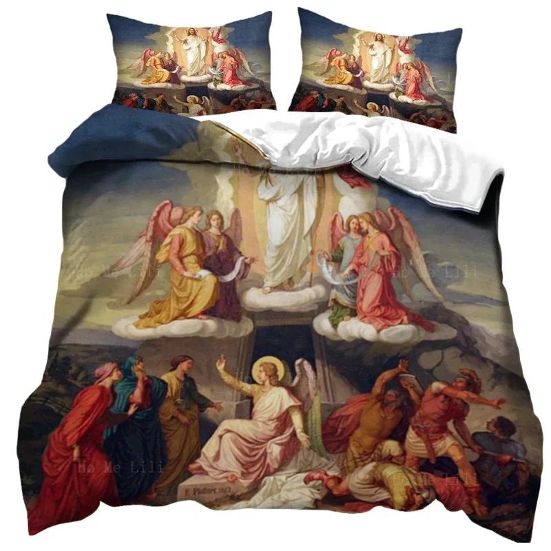 3D Jesus Duvet Cover Christian Sacred Jesus Bedding Set God Bless You Soft Quilt Cover Set King Queen Size For Adults Women Men