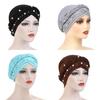 Basic Polyester Muslim Headscarf With Pearl Embellishments For Daily Wear
