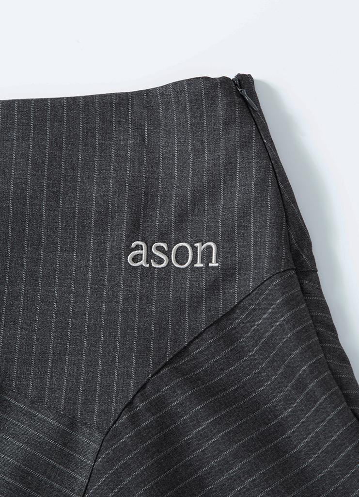Aejeuon Preppy Unbalance Skirt/Gray