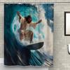 Cortina de Ducha Jesús Surfeando - Decoración Espiritual de Surf, Cortina de Baño con Olas del Océano, Regalo Cristiano Único, Múltiples Tamaños