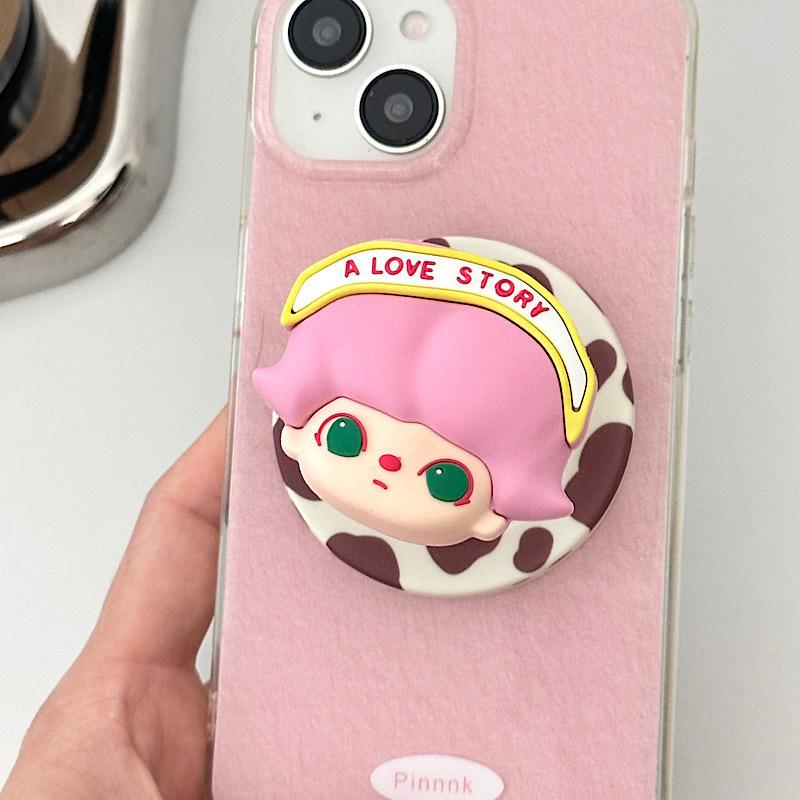 3D Cartoon Doll Magnetic Phone Stand with Strong Suction for MagSafe Phones - Desktop Accessory for Men & Women.