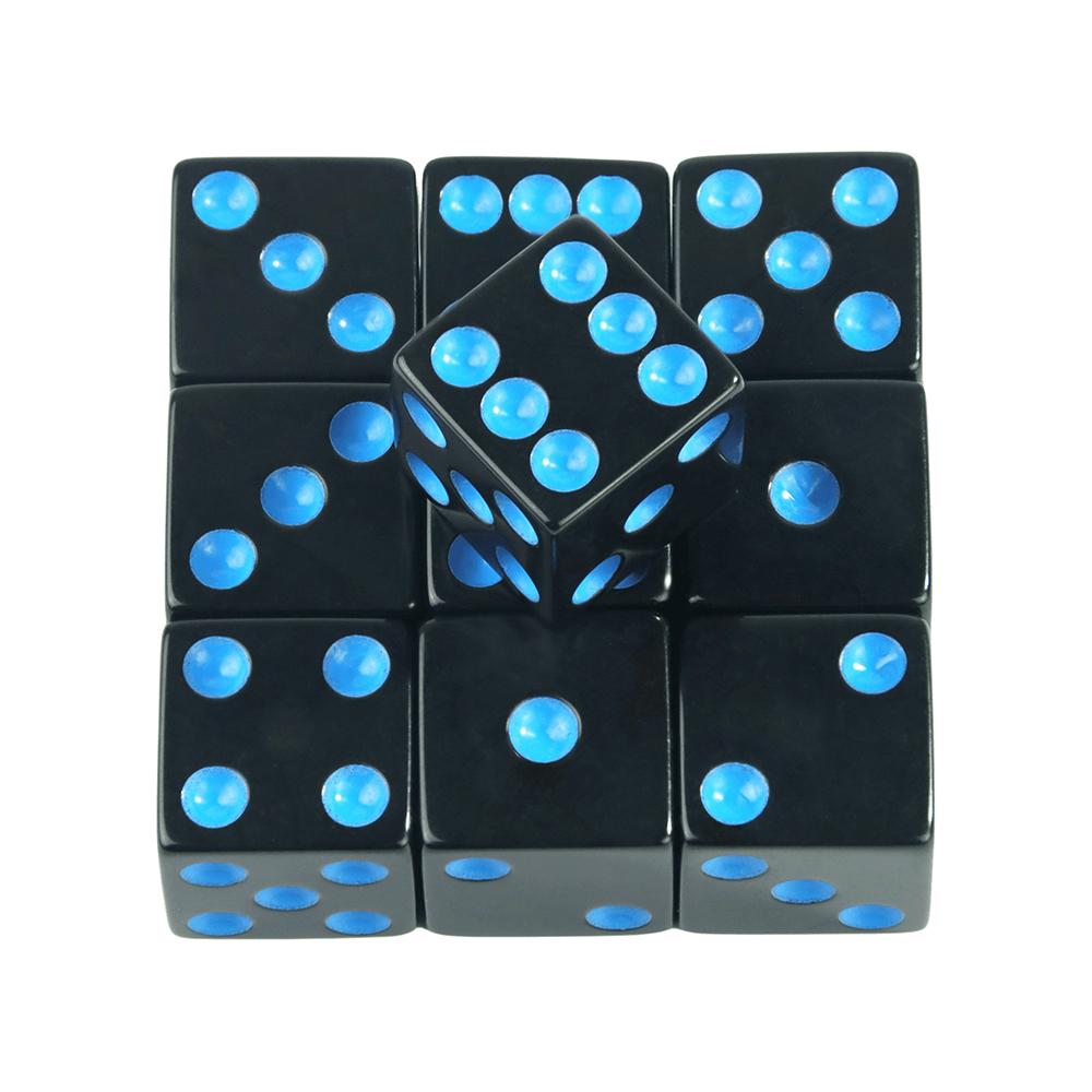10pcs Game Dice 6 Sided 16mm Black Acrylic Dice Standard Colored Dots for Board Game Classroom Math Accesories