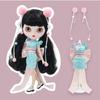 rakulifey Blythe clothes, dress, Neo Blythe costume, Chinese dress, outfit, ribbon, Obitsu 24 universal, hair accessory, 3-piece set