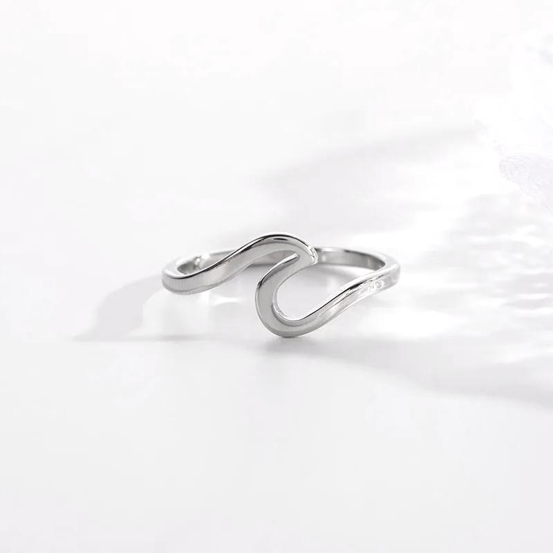 Stainless Steel Wave Rings for Women Men New Simple Design Sea Wave Shape Ring Size 5-10 Surf Wavy Jewelry Accessories