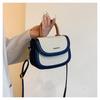 Borsa a sella portatile con texture premium da donna, nuova borsa a tracolla messenger retrò alla moda con inserti a contrasto di colore