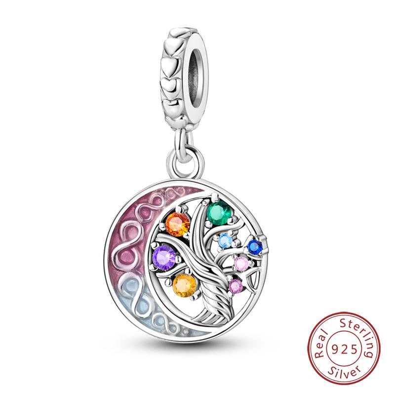 100% Copper Blue Crystal Life Tree Angel Star Moon Pendants Charms Fit Qikaola Original Bracelets Diy Jewelry