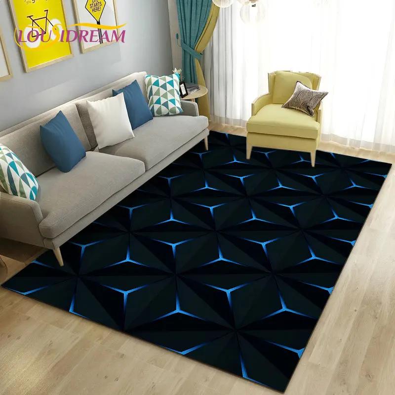 3D Abstract Geometric Optical Area Rug,Carpet Rug for Living Room Bedroom Sofa Doormat Kitchen Decoration,Kid Non-slip Floor Mat