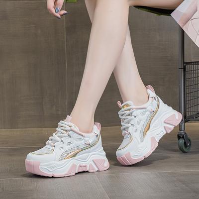 Plateau-Schuhe Damen Sommer Neue Farbe Matching Lässige Sportschuhe Kleines Netz Muffin Damenschuhe