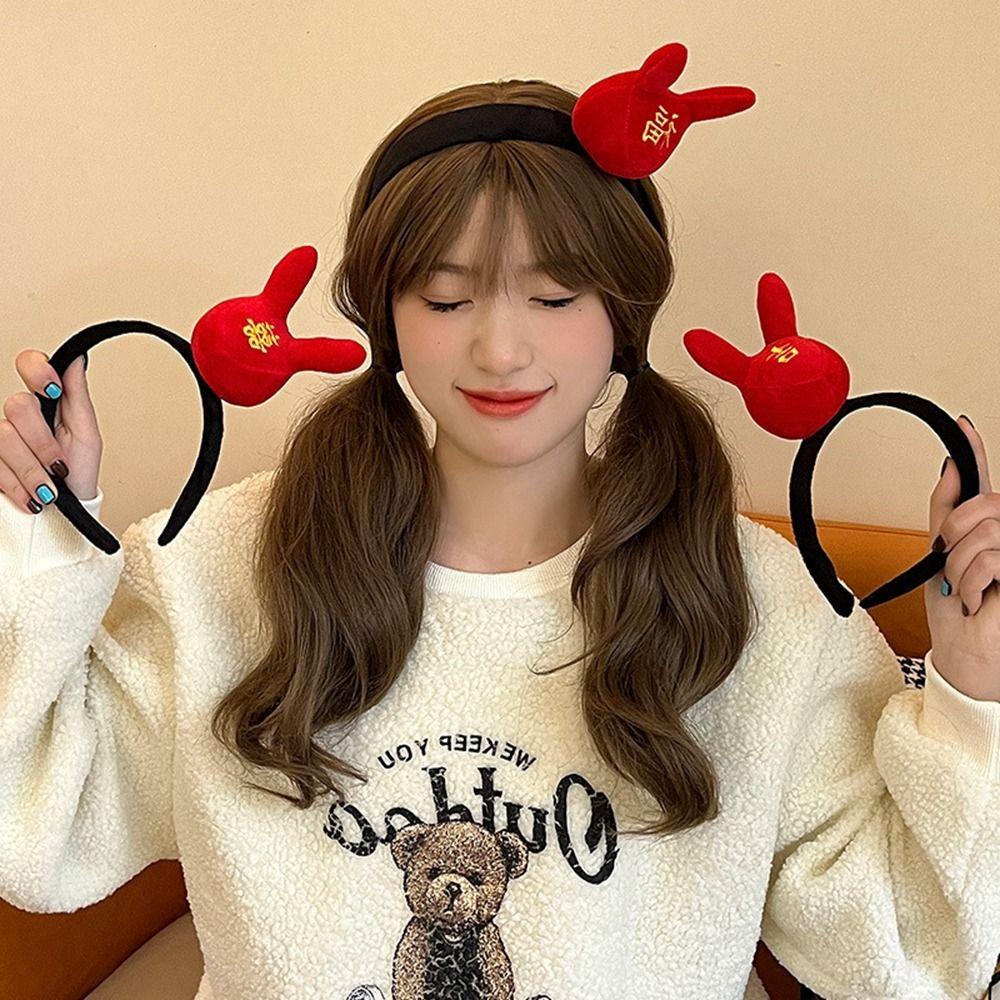 

of China Child Headwear Cartoon Plush Headband Female Hair bands Rabbit Hair Hoop New Year Headwear Rich in money